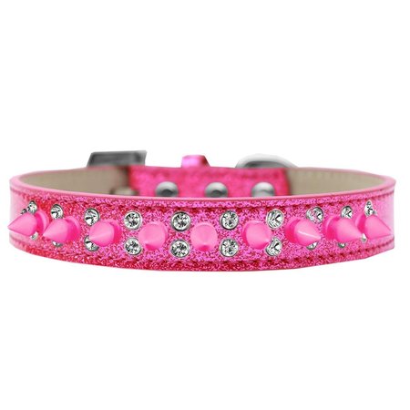 MIRAGE PET PRODUCTS Double Crystal & Bright Pink Spikes Dog CollarPink Ice Cream Size 16 635-2 PK16